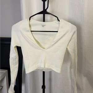 Urban Outfitters Cream V-Neck Crop Top